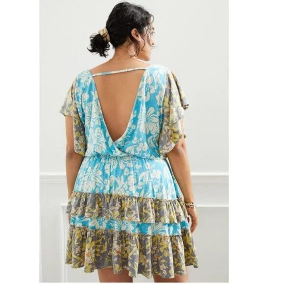 Daily PRACTICE by Anthropologie Tiered Ruffle Floral Flutter Sleeve Mini Dress - Picture 7 of 15